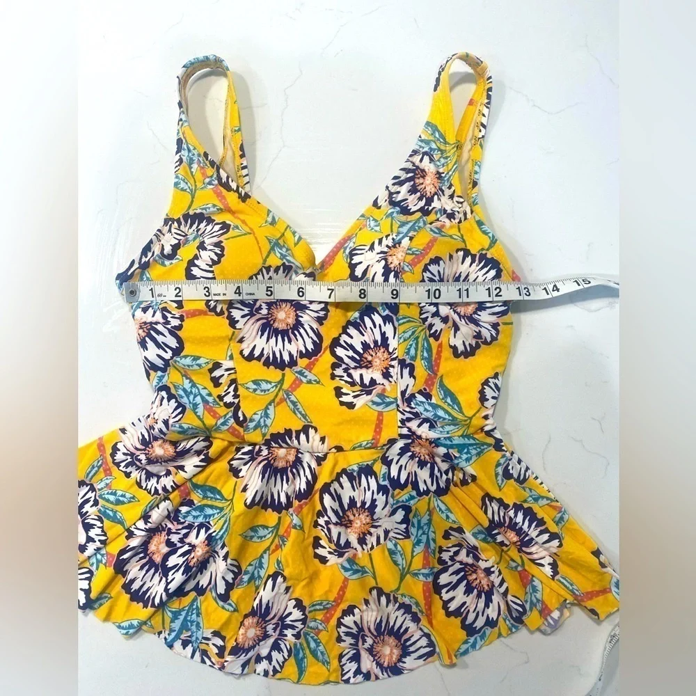 Sea Angel Yellow Floral Peplum Tankini Top Sz XS - Picture 3 of 6